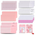 Press On Nail Tool Kit with Everything, Bebbtiy Press On Nail Prep Tool Kit Disposable Manicure Kit with Nail File, Nail Glue, Prep Pads, Adhesive Nail Tabs, Wood Stick, Packaging Bag (50pcs-pink)