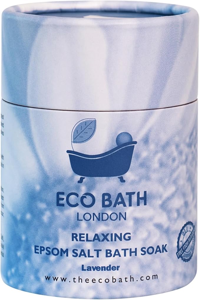 Eco Bath London Relaxing Lavender Epsom Salt Bath Soak - Tube 8.8 oz (250 g), Made in UK, Magnesium Bath Salt with Lavender