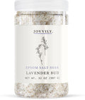 Jovvily Epsom Salt Soak with Lavender Buds & Lavender Essential Oil - 2 lb - Always Pure - Magnesium Sulfate Soaking Solution