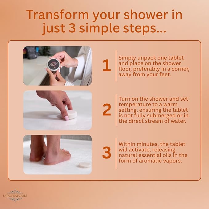 Citrus Shower Steamers (6 Pack) – Aromatherapy Shower Bombs for Energy Boost & Stress Relief – Natural Essential Oil Spa Tablets, Self Care Birthday Gifts for Women & Men