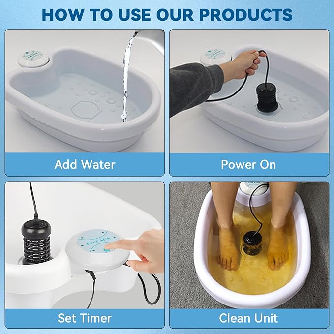 Pilipane Foot Bath Machine, Portable Ionic Detox Foot Bath Machine, Foot Cleanse Foot Detox Spa Machine for Home Use Spa Club Salon Travel
