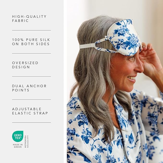 Fishers Finery 25 Momme 100% Mulberry Silk Therapeutic Sleep Mask (Blue)