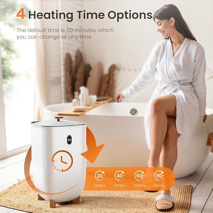 Electactic 35L Towel Warmer,Large Towel Warmers for Bathroom,Hot Towel Warmers Bucket with 2 Heating Modes,Auto Shut-Off,LCD Screen,Fits 2 Blankets,Bathrobes,White