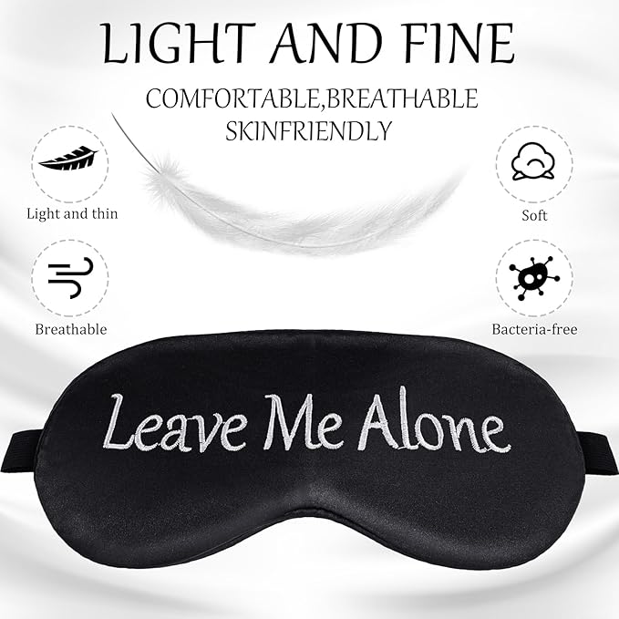 Geyoga 4 Pieces Funny Eye Mask for Sleep Soft Satin Eye Mask Blackout Blindfold with Adjustable Strap Silk Cover Out Lights for Women Men Travel, Nap, Meditation (Black, Light Blue, Pink, Gold)