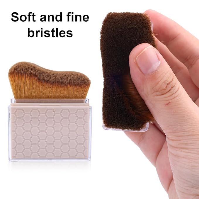 Retractable Self Tanning Brush with Cover, Self Tanner Kabuki Bronzer Makeup Applicator for Blending Tan Liquid Foundation Sunscreens Body Face Leg Arm (Coffee)