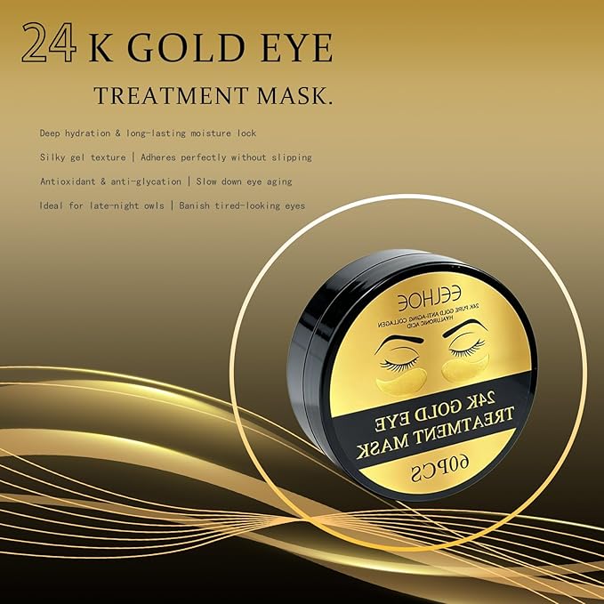 Under Eye Patches 120PCS, 24K Gold Collagen Eye Mask for Puffy Eyes & Dark Circles, Hydrating Eye Pads, Anti-Aging Under Eye Treatment to Smooth Fine Lines