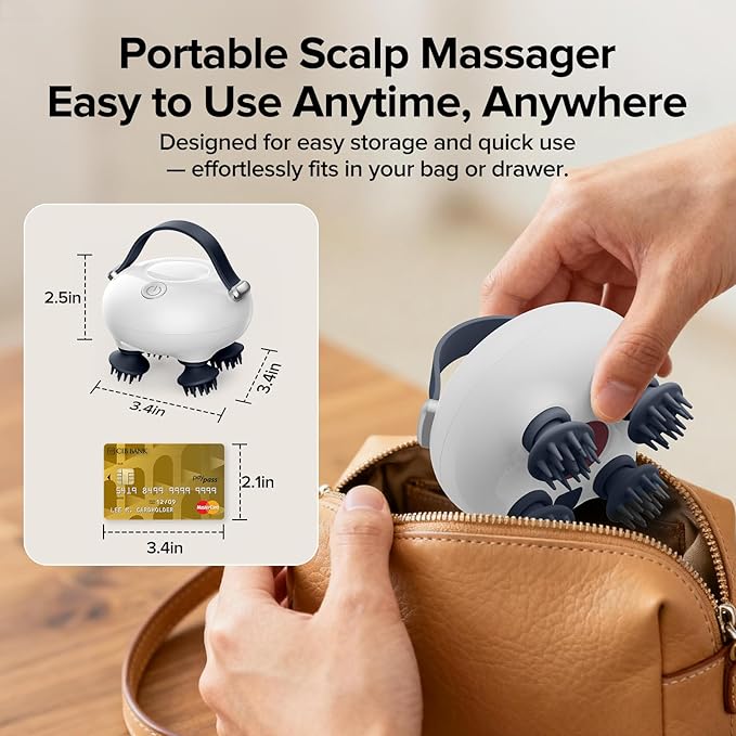 Scalp Massager, Head Massager Scalp with Tangle-Resistant Design, Portable Head Massager, Hair Massagers with 12 Massage Heads, 3 Modes, Mothers Day Gifts, Father Day Gifts for Mom, Dad