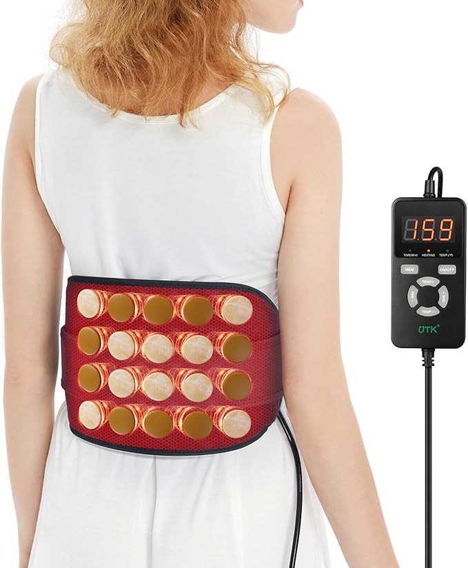 UTK Far Infrared Heating Pad for Back Pain Relief, Hot Enough, Gift for Women Men, Heating Pads for Lower Back, 16 Timers Auto-Off, 20 Natural Jade, 35-55" Adjustable Size