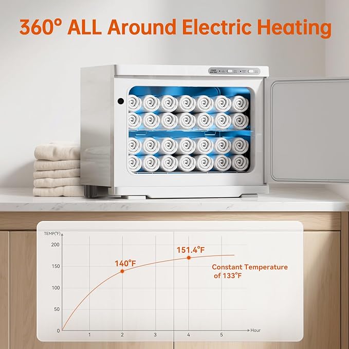 Hot Towel Warmer for Spa,2-in-1 Thermostatic Towel Heater,23L Large Capacity with Quick and All-Round Heating for Facial SPA,Beauty Salon,Esthetician and Bathroom White