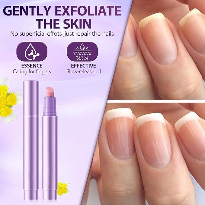3Pcs Cuticle Oil Pusher Pen Set, 2-in-1 Ceramic Cuticle Pushers Pusher & Oil Pen, Nail Care Pens for Manicure & Pedicure, Hangnails, Dry & Damaged Nails