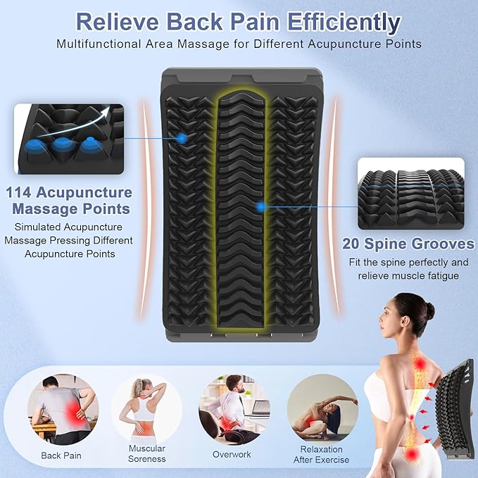 MINOLL Back Stretcher for Lower Back Pain Relief, Multiple Level Adjustable Arch Lumbar Back Cracker Board, Back Cracking Device, Back Massager for Scoliosis, Spine Decompression Support