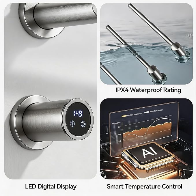 Electric Towel Warmer Concealed, Swivel Heated Towel Rack for Bathroom, Built-in Modular Electric Towel Rack with Timer, Thermostat, LED Display, 3 Bar 180° Rotation, Hardwired