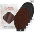 Natural Elephant Exfoliating Hammam Glove - Face and Body Exfoliator Mitt 5 and 10 Packs (3 Brown, 2 Black (Pack of 5))