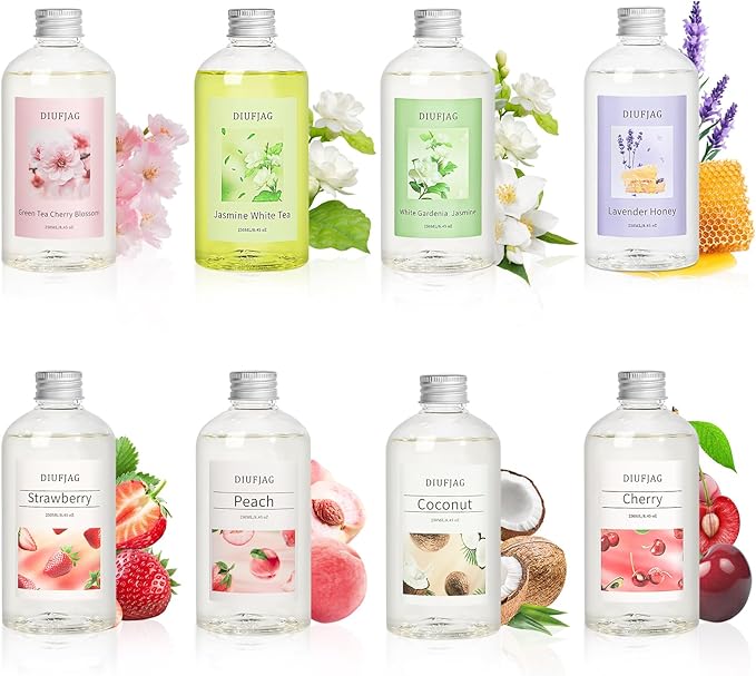 Strawberry Diffuser with 10 Fiber Sticks, 6.7 oz Diffusers for Home Essentials Bathroom,Last up to 60 Days