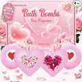 Bath Bombs for Women XXL, Basket Set for Mothers Day Gifts for Mom, 4-Pack Handmade Natural & Organic Rose Essential Oil, Pink Teacher Appreciation Gifts for Wife Daughter Girlfriend Coworkers