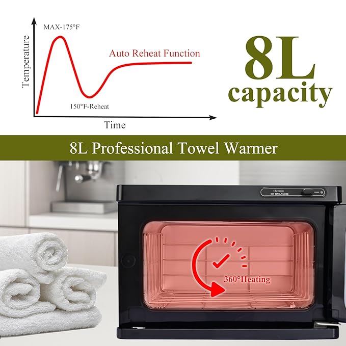 Towel Warmer,Towel Steamer for Facial, Professional Spa Hot Towel Warmer 8L, Small Towel Warmer Cabinet, Towel Warmer for Facial caddy for Salon,Spa, Massage Use(*black)