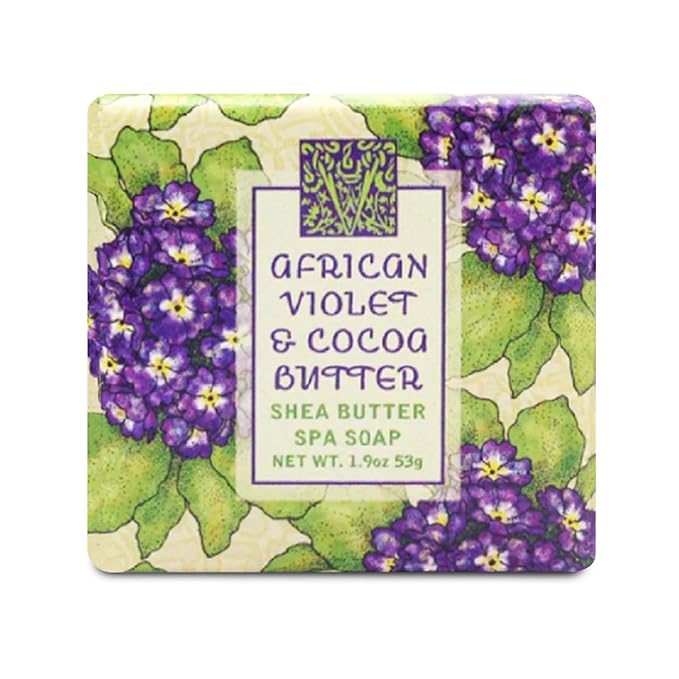 Greenwich Bay Mini Botanical Soap Bars – 12 Pack 1.9 oz Each – Individually Wrapped Guest Soaps for Airbnb, Spa, Travel, Bath – Travel Size Bar Soap Set, African Violet