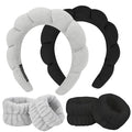 6Pcs Spa Headband and Wrist Washband Set, Skincare Makeup Headband, Sponge Face Wash Band, Terry Cloth Puffy Hair Band for Washing Face