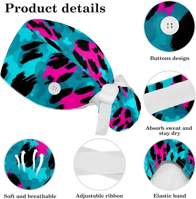 Scrub Cap with Hair Scrunchy, Ponytail Holder Surgical Cap