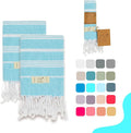 Hand Towels - Set of 2, 18" x 30" inches, Decorative Peshtemal Cotton Hand Towels for Kitchen, Bath, Guest, Face, Hair, Gym, Yoga, Dishcloth, Travel (Turquoise)