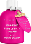 Magnesium Bubble Bath Rose Jasmine Vanilla Long Lasting Foam for Sore Muscles Epsom Salt Moisturizing Relaxing Stress Relief Spa Gift for Women
