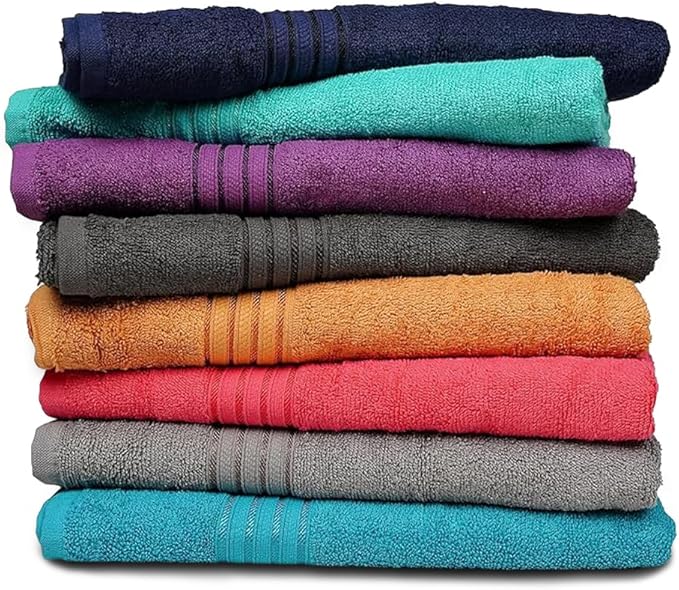 ZUPERIA Premium Multicolor Bath Towels Set of 8 (27" x 54") 100% Pure Cotton Shower Towels Soft Feel, Lightweight & Highly Absorbent Towels for Bathroom, Pool, Spa and Hotel Use