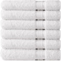 Cotton Craft Ultra Soft 6 Pack Hand Towels 16x28 White Weighs 6 Ounces Each - 100% Pure Ringspun Cotton - Luxurious Rayon Trim - Ideal for Everyday use - Easy Care Machine wash