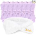 CIEHER 8 Pack White & Purple Spa Headband for Bachelorette Party Favors, Bride Bridesmaid, Bachelorette Gifts for Bride Skincare Makeup Headbands Face Wash Headbands