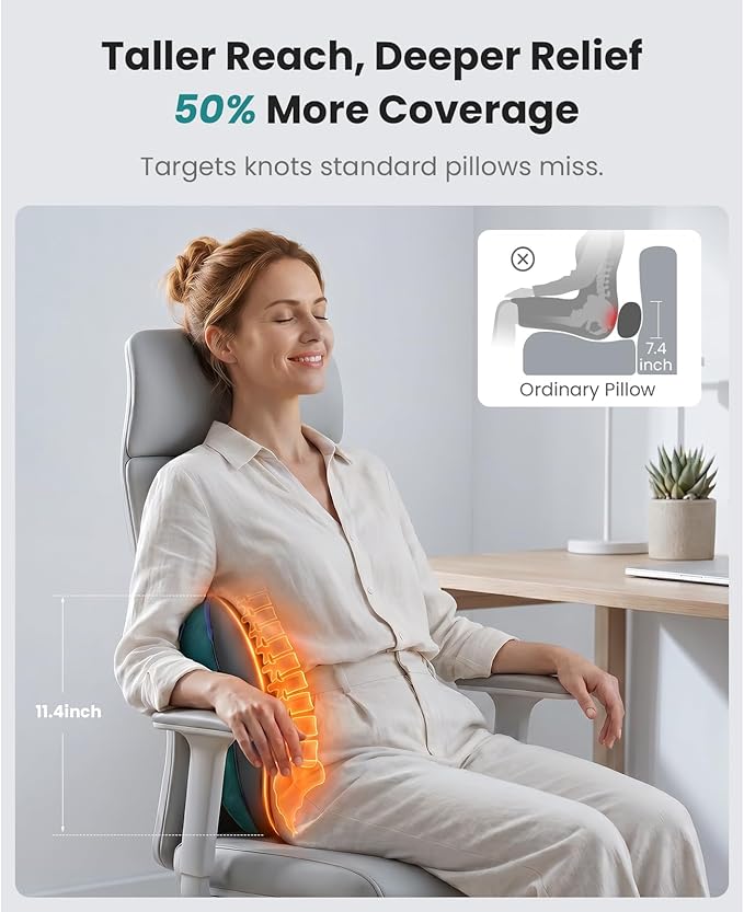 BOB AND BRAD Back Massager with Heat FSA Eligible/HSA Eligible, EZBack Corded Back Massager for Pain Relief Deep Tissue, Shiatsu Back and Neck Massage Pillow, Soothing Full-Body Relief for Women Men