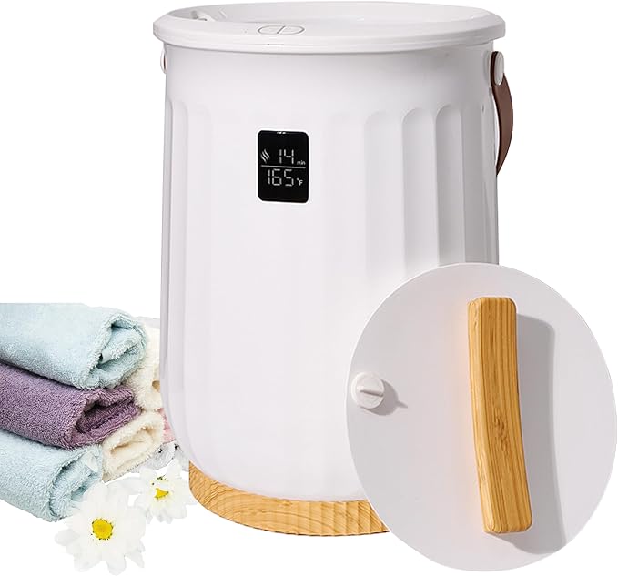 Large Towel Warmer for Bathroom, Luxury Heated Towel Warmer Bucket for SPA, Auto Shut Off, Fits Up to Two 40"X70" Oversized Towels, Bathrobes, Blankets, PJ's and More, Best Ideal Gifts - White, 20L