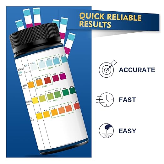 Pool Test Strips,100 Strips Pool and Hot Tub Test Strips, Swimming Pool Test Strips for Total Alkalinity, pH, Free Chlorine(Bromine),Cyanuric Acid-Pool Spa Water Test -Quick and Accurate Results