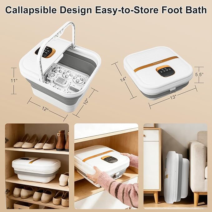 UNIFULL Collapsible Foot Spa Bath with Heat, Motorized Massager, Touch Screen, Foot Pedicure Kit, Temperature Control, Pedicure Foot Spa, Foot Bath