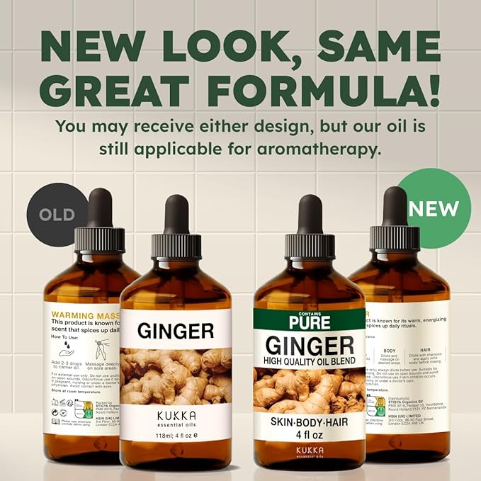 100% Pure Ginger Oil - 4 Fl Oz Ginger Essential Oil for Hair, Skin, Diffuser, Aromatherapy & DIY Soap Making Scent