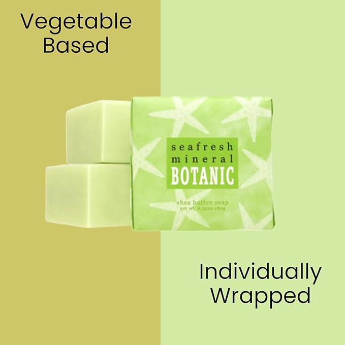Greenwich Bay Mini Botanical Soap Bars – 12 Pack 1.9 oz Each – Individually Wrapped Guest Soaps for Airbnb, Spa, Travel, Bath – Travel Size Bar Soap Set, Seafresh Mineral