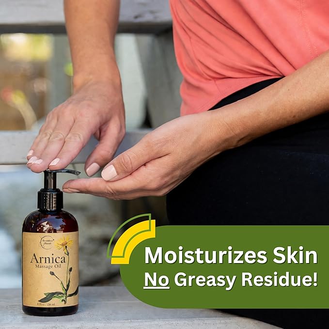 Brookethorne Naturals Arnica Massage Oil for Massage Therapy – Arnica Montana & Lemongrass Essential Oil – All Natural Supports Active Lifestyles – Paraben Free, Made in USA – 16oz