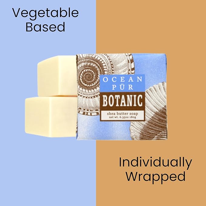 Greenwich Bay Mini Botanical Soap Bars – 12 Pack 1.9 oz Each – Individually Wrapped Guest Soaps for Airbnb, Spa, Travel, Bath – Travel Size Bar Soap Set, Ocean Pur