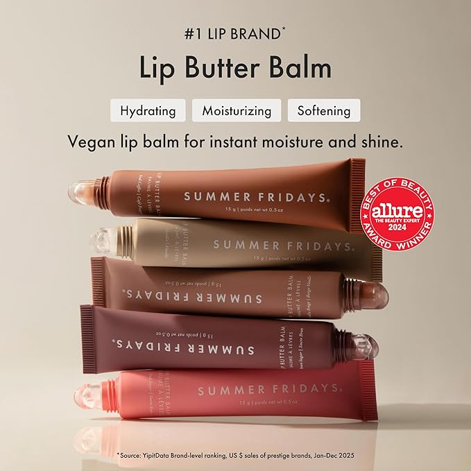 Summer Fridays Lip Butter Balm - Conditioning Vegan Lip Balm for Instant Moisture, Shine & Hydration - Softening & Soothing Skincare - Sweet Mint (.5 Oz)
