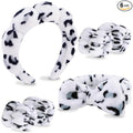 6 Pcs Elastic Microfiber Spa Headband Set for Women - Makeup, Skincare, Face Wash Wristbands, Beauty. (White spots)