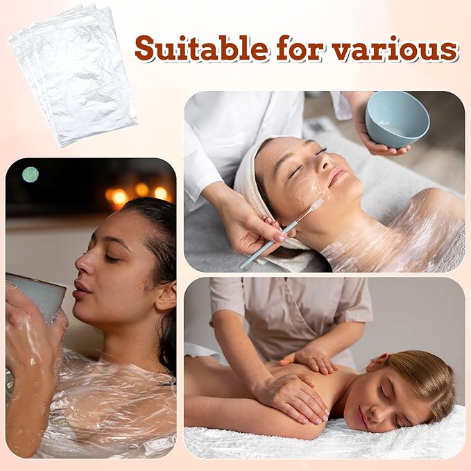 200pcs Plastic Sheeting for Body Wrap, 86x47 Inch Sauna Bag Liners, Disposable Sauna Wrap, Thicken Bag Infrared Blanket for Beauty, Sauna Accessories for Beauty Salon Spa Therapy