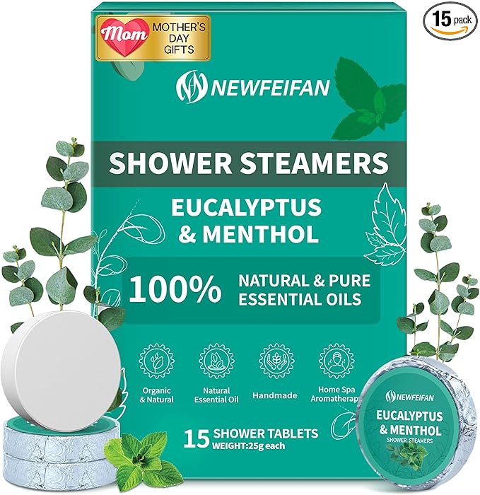 Shower Steamers Aromatherapy, 15 Pack Basket Set for Mothers Day Gifts for Mom, Organic Eucalyptus & Menthol Essential Oil, Spa Relaxing Gifts for Women & Men, Teacher Appreciation Gifts for Wife