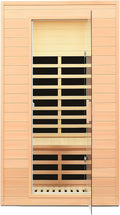 2 Person Infrared Sauna, Low EMF Far Infrared Sauna, Canadian Hemlock Wood Sauna for Home 1500W Indoor Sauna Home Spa Sauna with Bluetooth Speakers, Reading Lights, Roof Vent, Tempered Glass