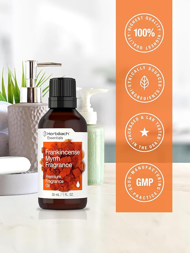 Horbäach Frankincense Myrrh Fragrance | 1 fl oz (30ml) | Premium Grade Fragrance Oil | for Diffusers, Candle and Soap Making, DIY Projects & More