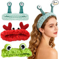 3pcs Spa Headband Cute Hair Band for Washing Face Women Microfiber Makeup Headbands with Snails Frog Crab Designs Coral Fleece Face Wash Facial Head Wraps Hair Lace for Cosmetic Shower