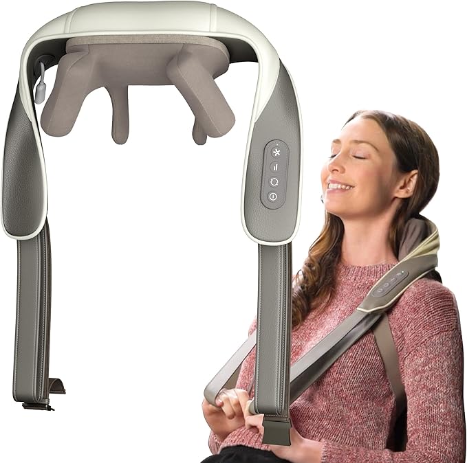 adomii Electric Neck and Back Massager, Heat Function Deep Tissue Cordless Neck Massager Relax Muscles, 4D Kneading Heated Massage Shoulder Massager Gift Ideas for Dad Mom Friends