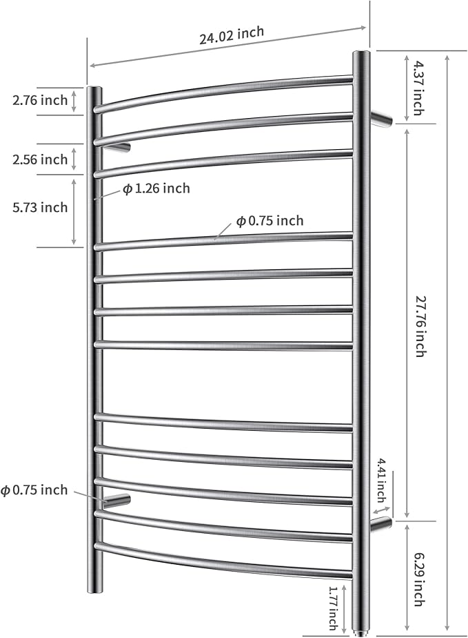 HEATGENE Towel Warmer Wall Mount Electric Plug-in/Hardwired Heated Towel Rack Brushed