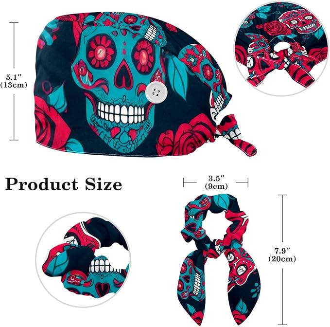 Scrub Cap with Hair Scrunchy, Ponytail Holder Surgical Cap