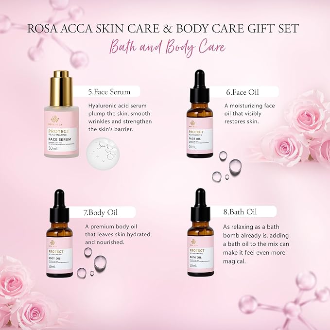 Mother's Day Gifts for Mom, Rose 23 Pcs Facial Skin Care Set, Bath and Body Gifts Basket Set for Women, Home Spa Set, Self-Care Set, Face Oil, Birthday, Christmas, Valentines, Girlfriend, Anniversary