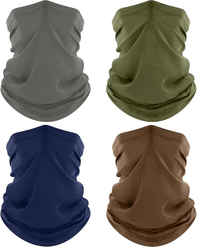 ROXUN 4 Pack Neck Gaiter, Cooling Breathable Face Mask UV Protection Scarf Hiking Bandana for Men/Women