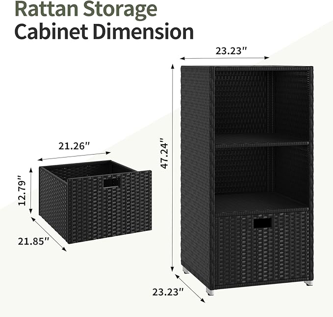 Outdoor Pool Towel Rack Cabinet, Rattan Wicker Pool Storage Bins Storage Organizer, 2 Layer Shelf Hot Tub Spa Accessories, 47in, Black