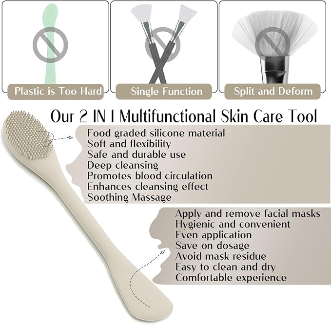 Face Mask Brush Applicator, Mask Brushes For Facials Cleansing & Exfoliating, Facial Clay Mask Applicator Tool Silicone Mask Spatula Cream Skincare For Apply Cream, Lotion, Mud, Clay (Black+Starlight)